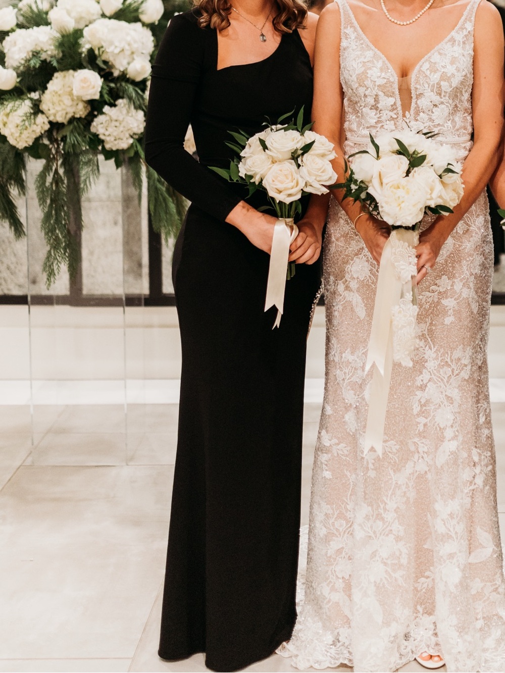 Signature Black One-Shoulder Gown with Crystal Accent